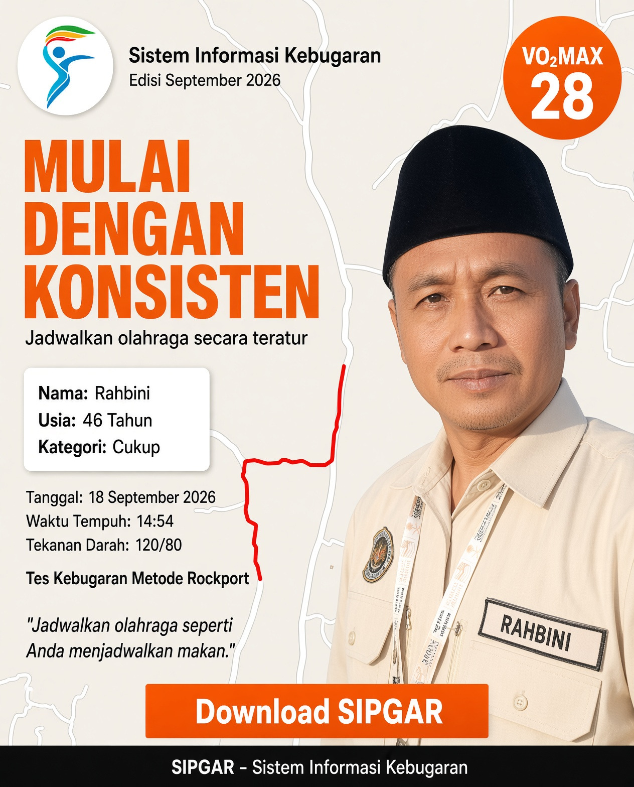 Cover hasil tes kebugaran Rahbini