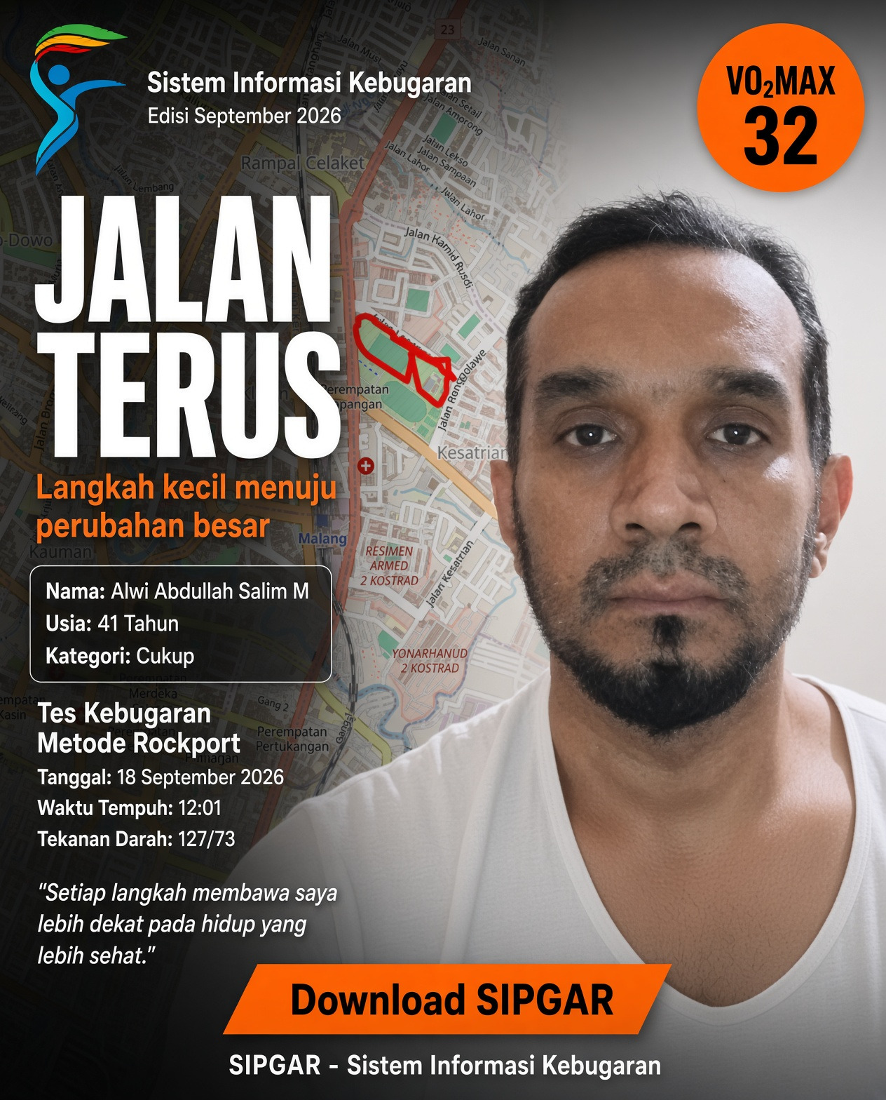 Cover hasil tes kebugaran Alwi Abdullah Salim M