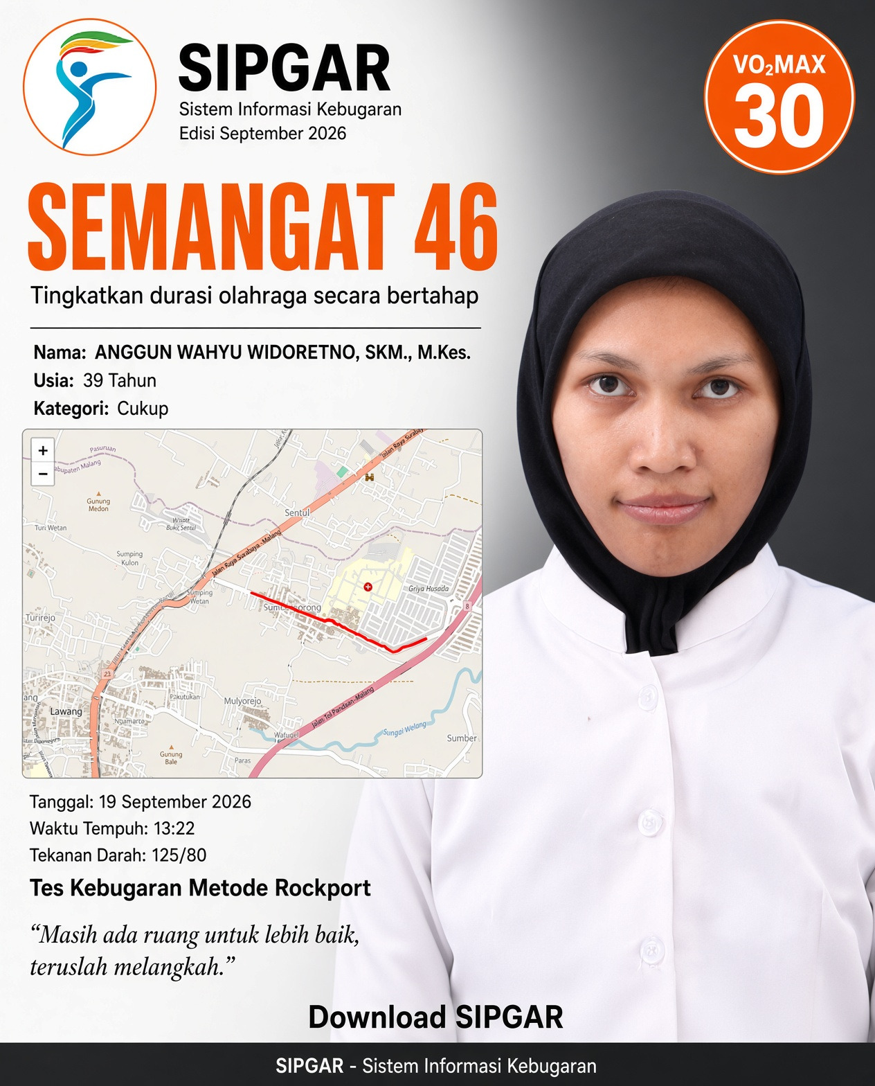 Cover hasil tes kebugaran ANGGUN WAHYU WIDORETNO, SKM., M.Kes.
