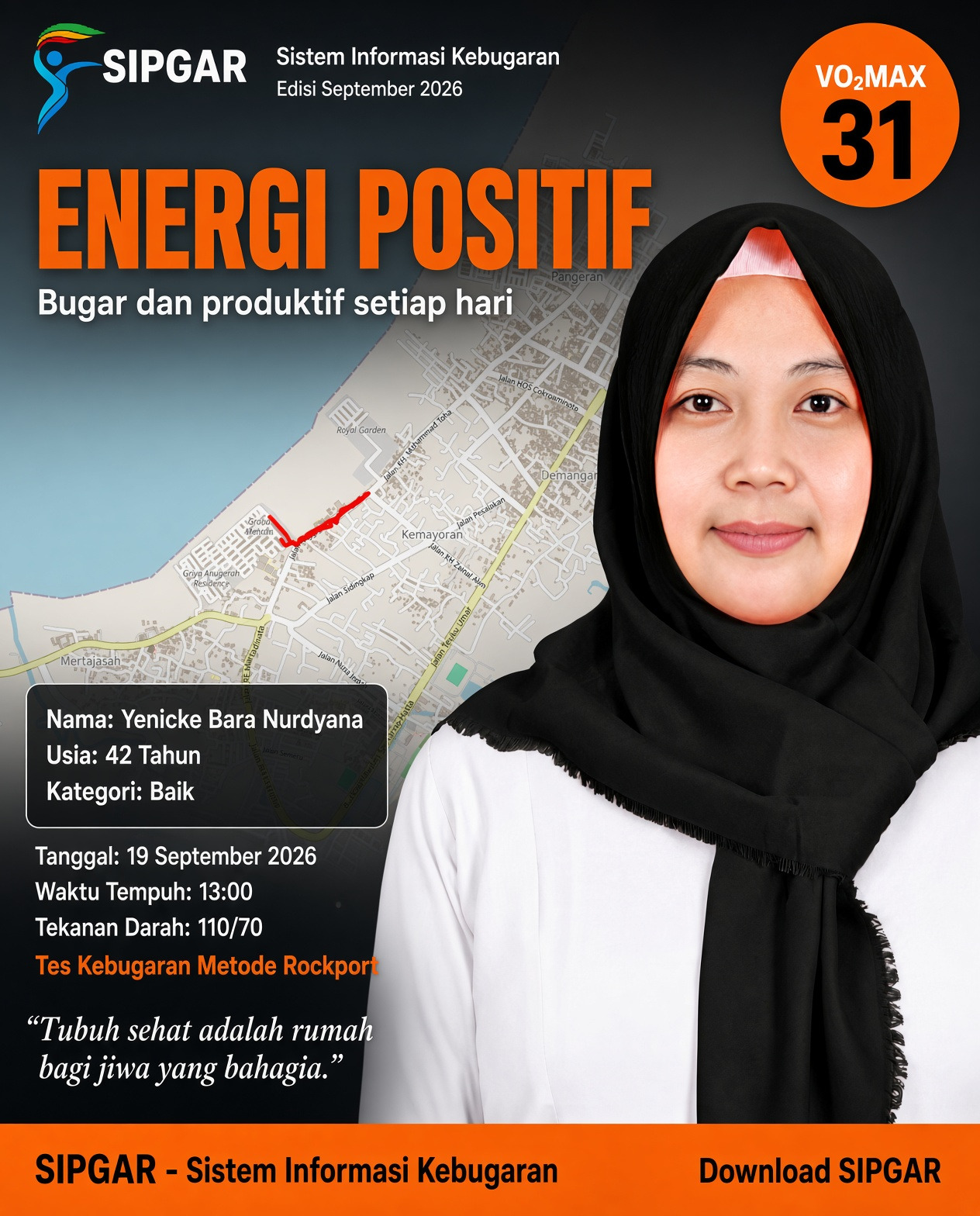 Cover hasil tes kebugaran Yenicke Bara Nurdyana