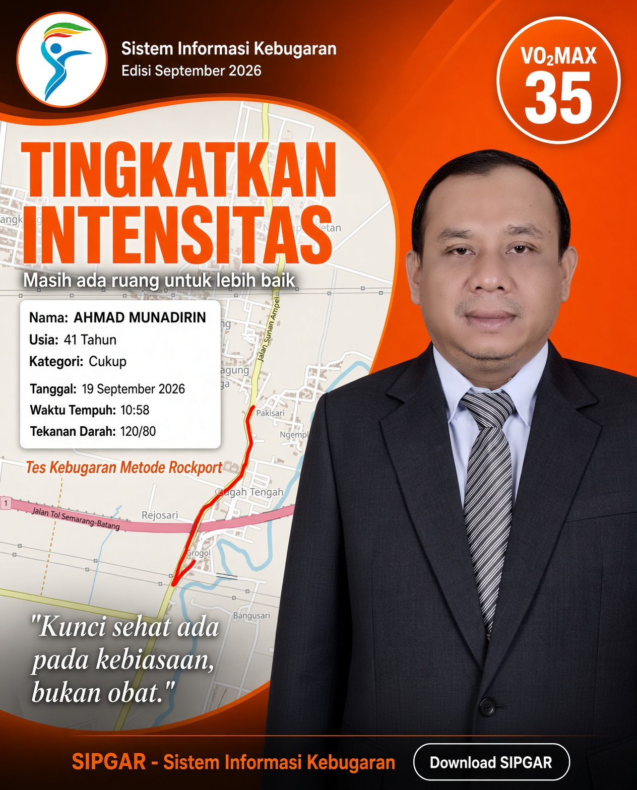 Cover hasil tes kebugaran AHMAD MUNADIRIN