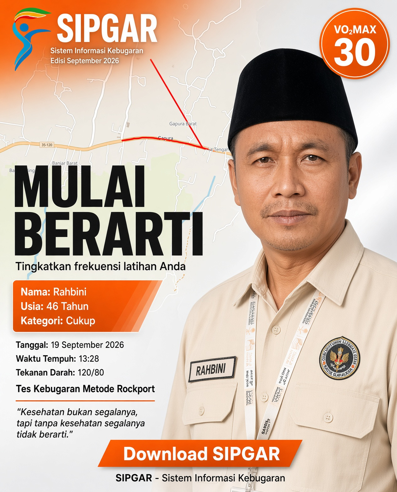 Cover hasil tes kebugaran Rahbini