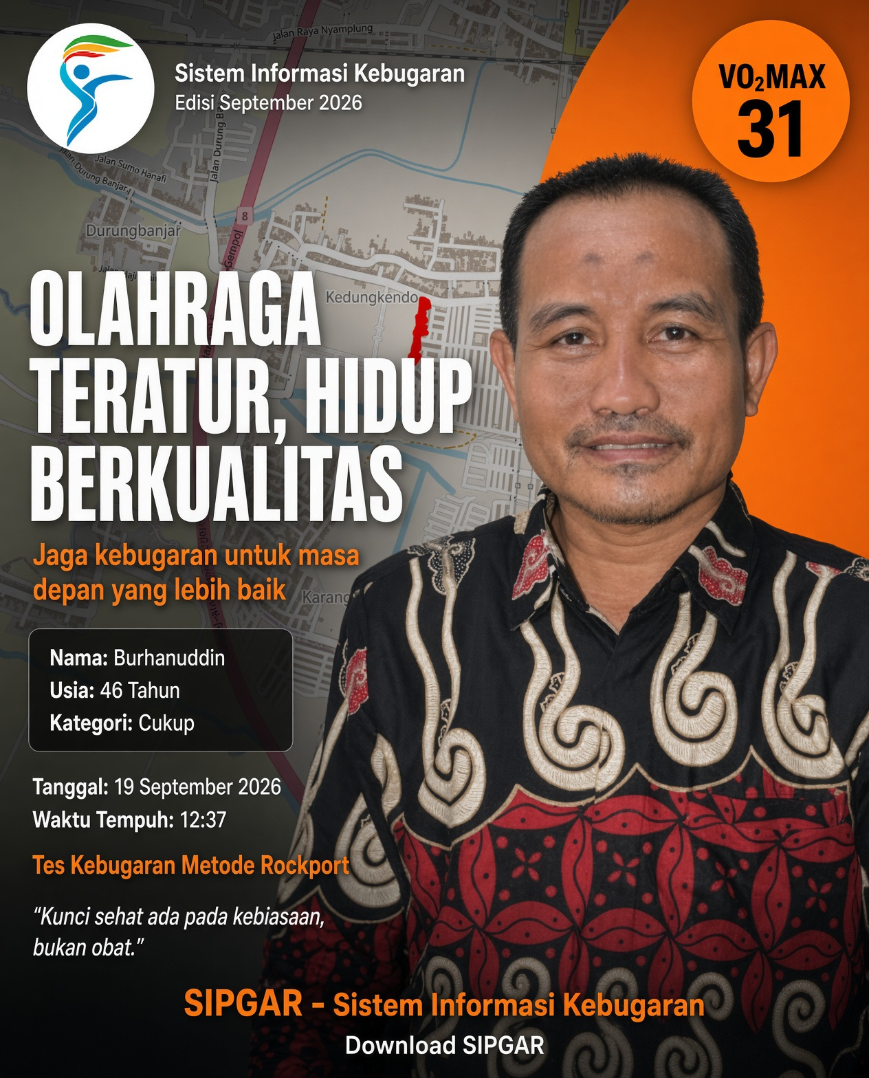 Cover hasil tes kebugaran Burhanuddin