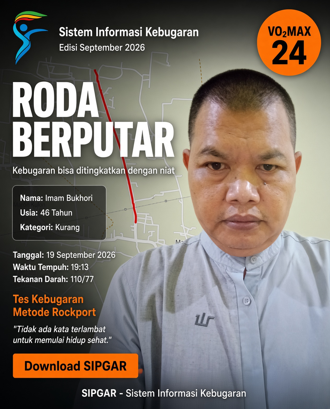 Cover hasil tes kebugaran Imam Bukhori