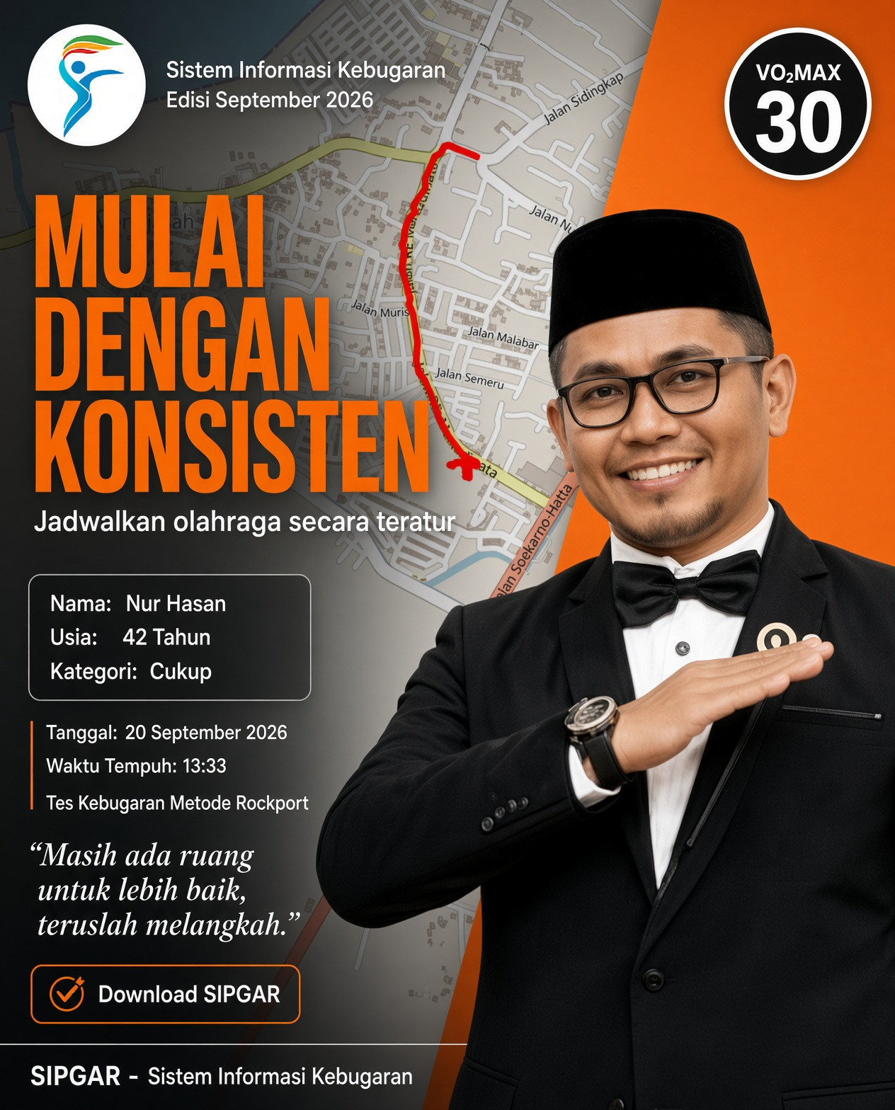 Cover hasil tes kebugaran Nur Hasan