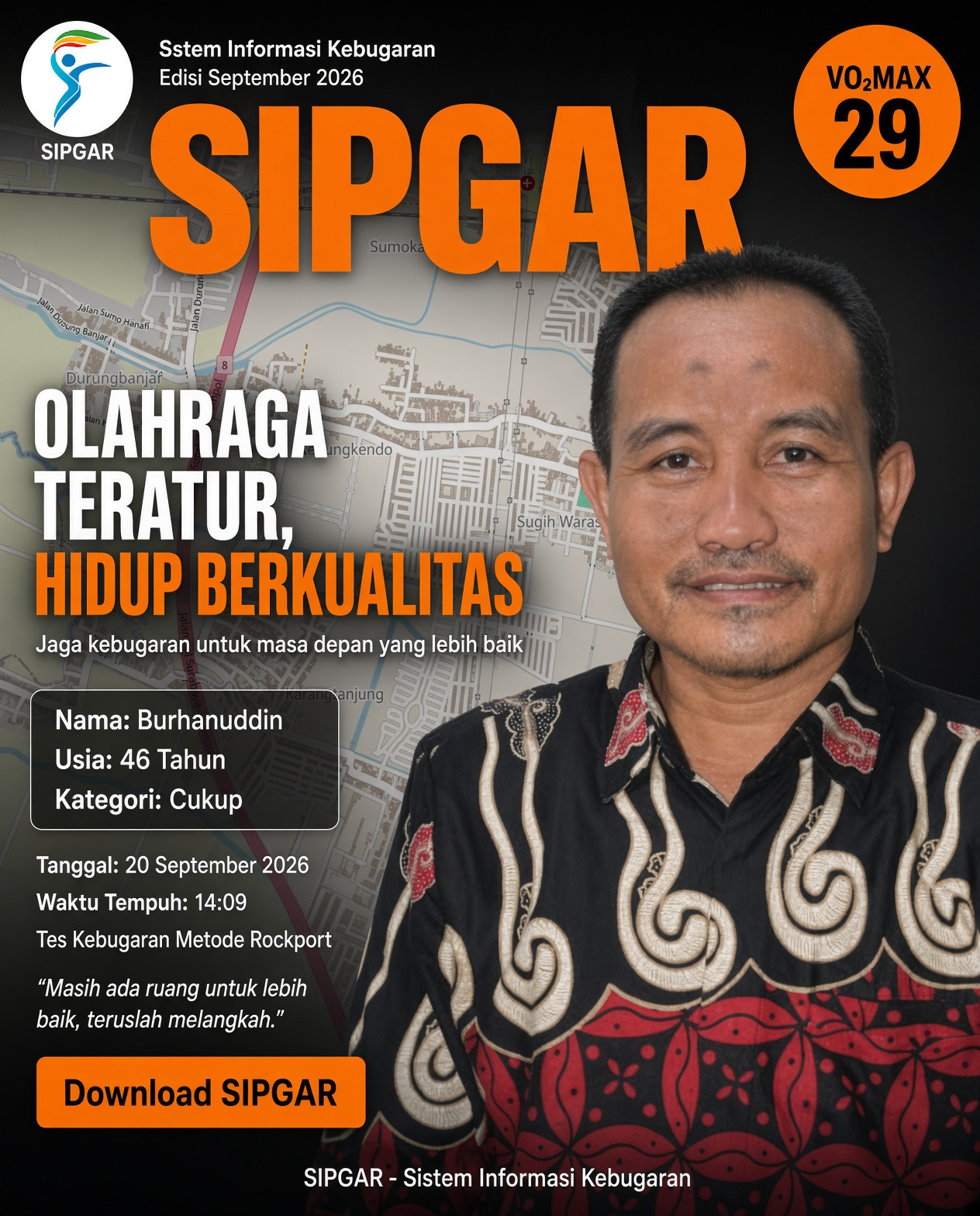 Cover hasil tes kebugaran Burhanuddin
