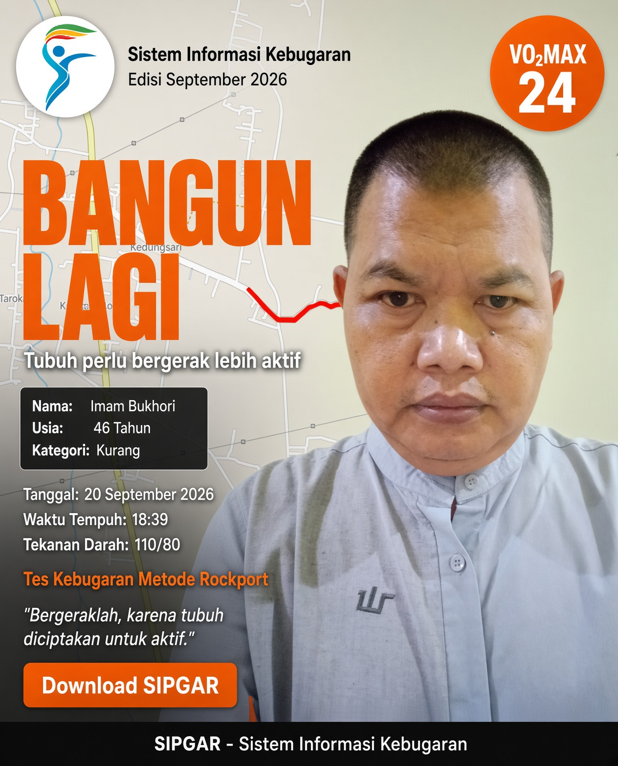 Cover hasil tes kebugaran Imam Bukhori