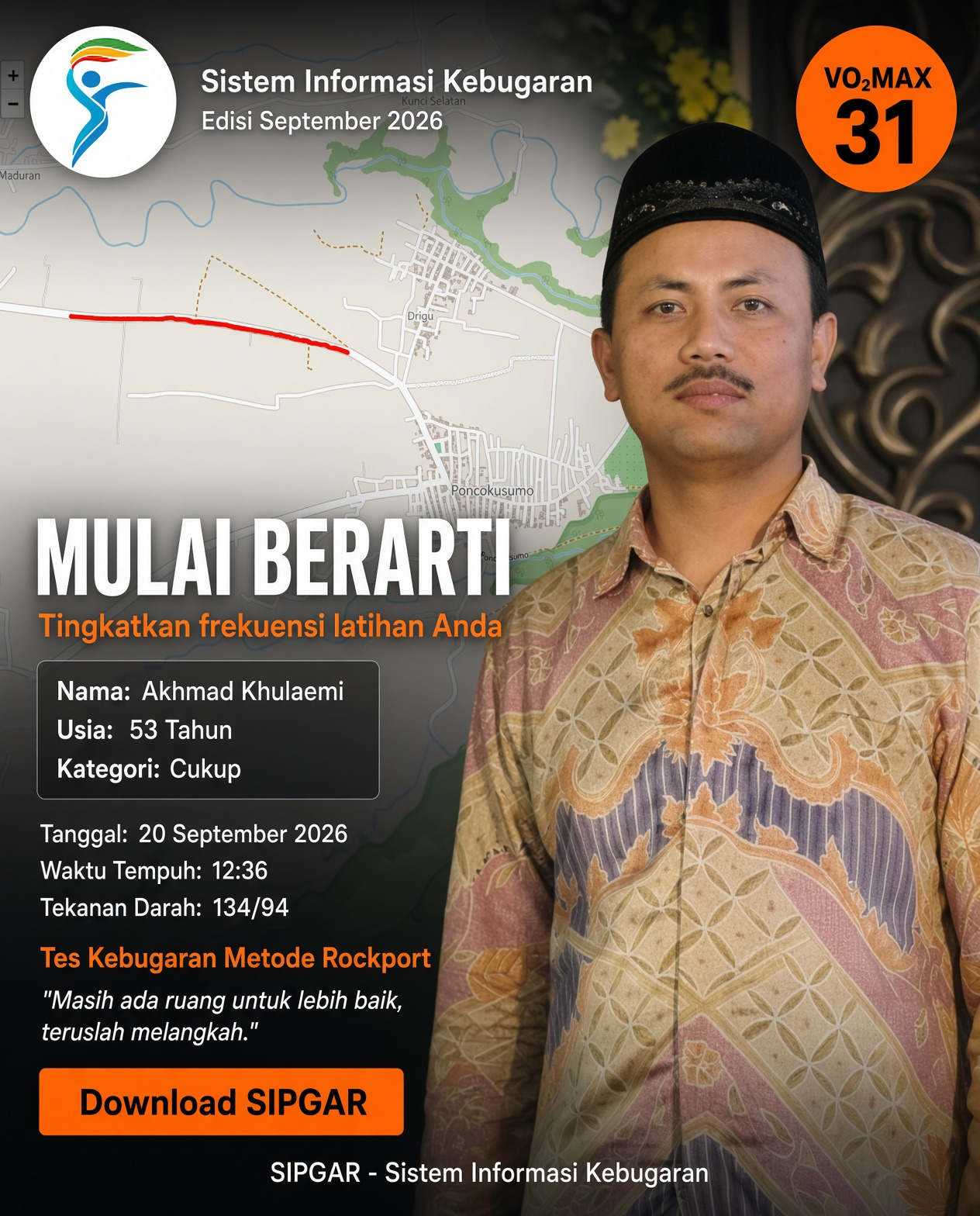 Cover hasil tes kebugaran Akhmad Khulaemi