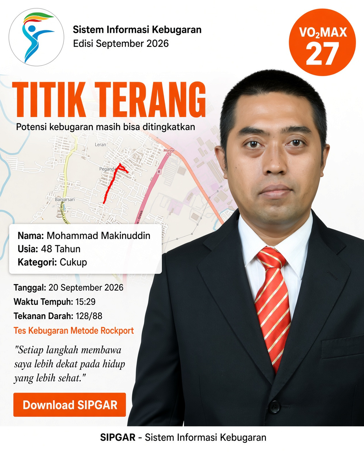 Cover hasil tes kebugaran Mohammad Makinuddin