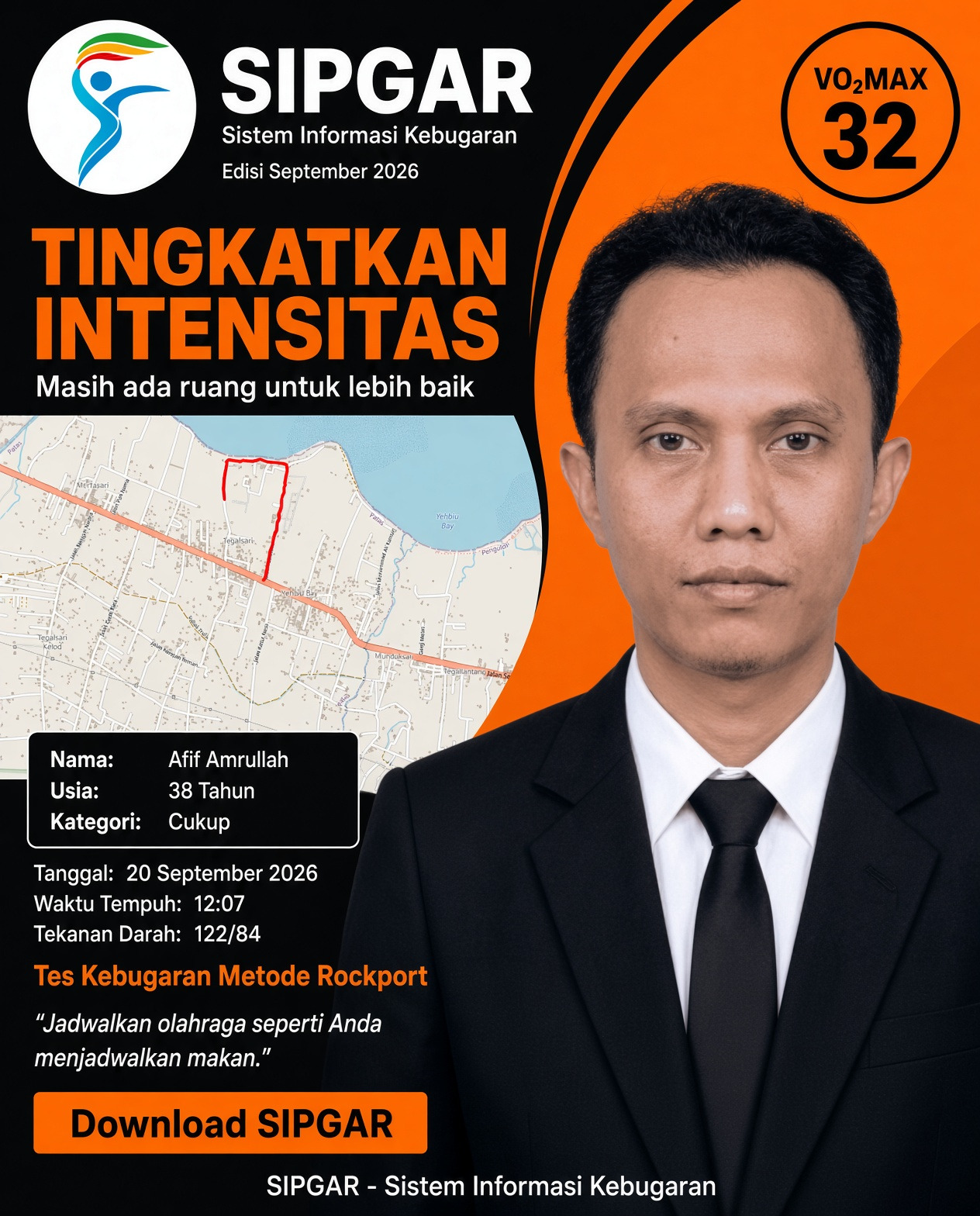 Cover hasil tes kebugaran Afif Amrullah